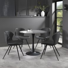 Arlo Dark Grey Faux Leather Chair with Black Legs (Pair)