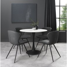 Arlo Dark Grey Faux Leather Chair with Black Legs (Pair)