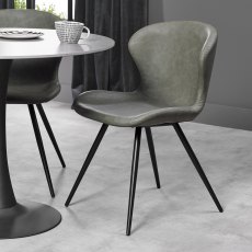 Arlo Olive Vintage Faux Leather Chair with Black Legs