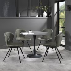 Arlo Olive Vintage Faux Leather Chair with Black Legs