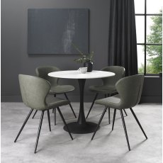 Arlo Olive Vintage Faux Leather Chair with Black Legs