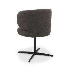 Marcel - 360° Swivel Chair in a Brown Boucle Fabric with Black Legs
