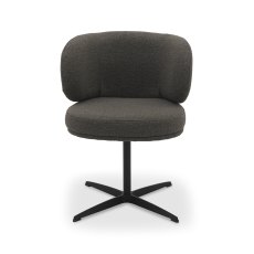 Marcel - 360° Swivel Chair in a Brown Boucle Fabric with Black Legs