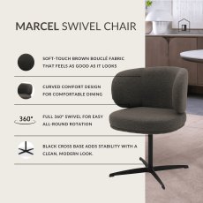 Marcel - Swivel Dining Chair in Brown Boucle Fabric (Pair) Marcel - Swivel Dining Chair in Brown Boucle Fabric (Pair)
