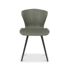 Garcia Olive Vintage Faux Leather Chair with Black Legs