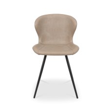 Arlo Stone Vintage Faux Leather Chair with Black Legs