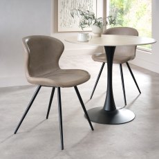 Arlo Stone Vintage Faux Leather Chair with Black Legs