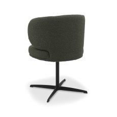 Marcel - 360° Swivel Chair in a Green Boucle Fabric with Black Legs