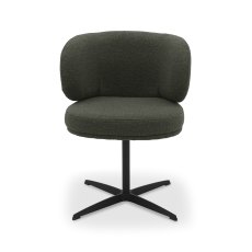 Marcel - 360° Swivel Chair in a Green Boucle Fabric with Black Legs