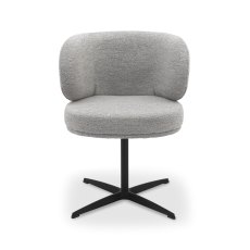 Marcel - 360° Swivel Chair in a Grey Boucle Fabric with Black Legs