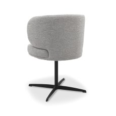 Marcel - 360° Swivel Chair in a Grey Boucle Fabric with Black Legs