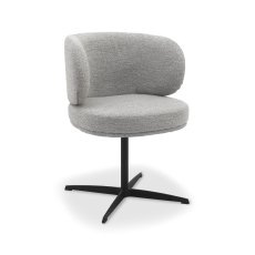 Marcel - 360° Swivel Chair in a Grey Boucle Fabric with Black Legs