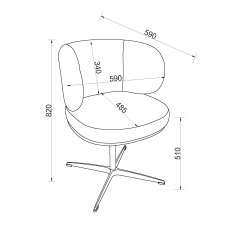 Marcel - 360° Swivel Chair in a Grey Boucle Fabric with Black Legs