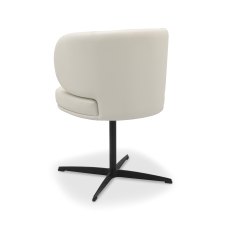 Marcel - 360° Swivel Chair in a Ivory Faux Leather with Black Legs