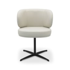 Marcel - 360° Swivel Chair in a Ivory Faux Leather with Black Legs