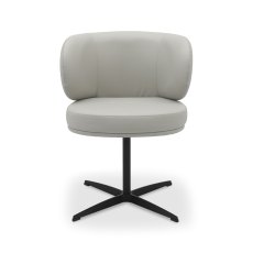 Marcel - 360° Swivel Chair in a Light Grey Faux Leather with Black Legs