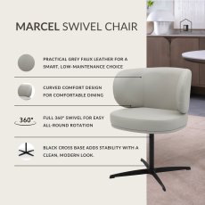 Marcel - Swivel Dining Chair in Light Grey Faux Leather (Pair) Marcel - Swivel Dining Chair in Light Grey Faux Leather (Pair)