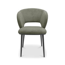Luca Green Fabric Chairs with Matt Black Legs (Pair)