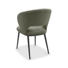Luca Green Fabric Chairs with Matt Black Legs (Pair)