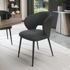 Luca Grey Fabric Chairs with Matt Black Legs