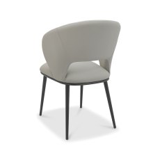 Luca Grey Faux Leather Chairs with Matt Black Legs