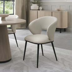 Luca Ivory Faux Leather Chairs with Matt Black Legs