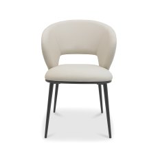 Luca Ivory Faux Leather Chairs with Matt Black Legs