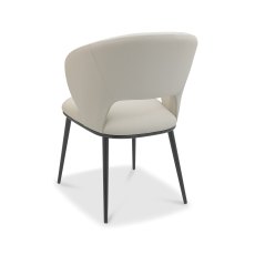 Luca Ivory Faux Leather Chairs with Matt Black Legs
