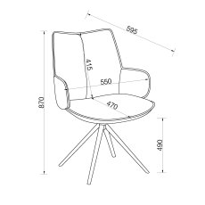 Rowan - 360° Self Returning Swivel Chair in a Grey Fabric with Black Legs