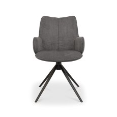 Rowan - 360° Self Returning Swivel Chair in a Grey Fabric with Black Legs