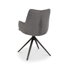 Rowan - 360° Self Returning Swivel Chair in a Grey Fabric with Black Legs