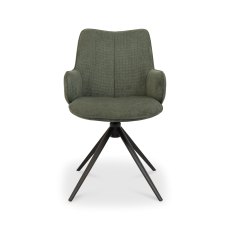 Rowan - 360° Self Returning Swivel Chair in a Green Fabric with Black Legs