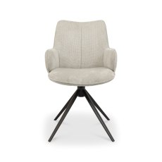 Rowan - 360° Self Returning Swivel Chair in a Beige Fabric with Black Legs