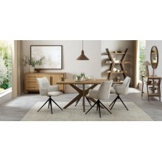 Rowan - 360° Self Returning Swivel Chair in a Beige Fabric with Black Legs