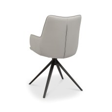 Rowan - 360° Self Returning Swivel Chair in a Light Grey Faux Leather with Black Legs