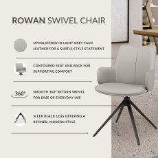 Rowan - Swivel Chair in Light Grey Faux Leather Rowan - Swivel Chair in Light Grey Faux Leather