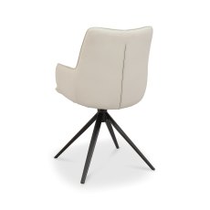 Rowan - 360° Self Returning Swivel Chair in a Ivory Faux Leather with Black Legs