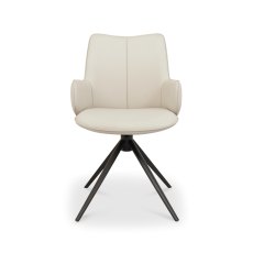 Rowan - 360° Self Returning Swivel Chair in a Ivory Faux Leather with Black Legs