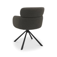 Hudson - 360° Self Returning Swivel Chair in a Brown Boucle Fabric with Black Legs