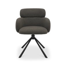 Hudson - 360° Self Returning Swivel Chair in a Brown Boucle Fabric with Black Legs