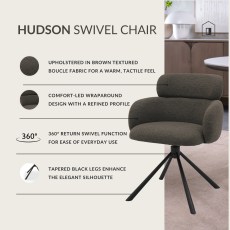 Hudson - Swivel Chair in Brown Boucle Fabric Hudson - Swivel Chair in Brown Boucle Fabric