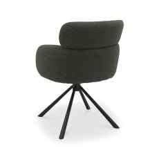 Hudson - 360° Self Returning Swivel Chair in a Green Boucle Fabric with Black Legs