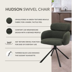 Hudson - Swivel Chair in Dark Green Boucle Fabric Hudson - Swivel Chair in Dark Green Boucle Fabric