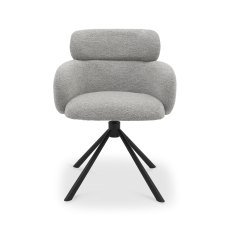 Hudson - 360° Self Returning Swivel Chair in a Grey Boucle Fabric with Black Legs