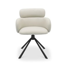 Hudson - 360° Self Returning Swivel Chair in a Ivory Faux Leather with Black Legs