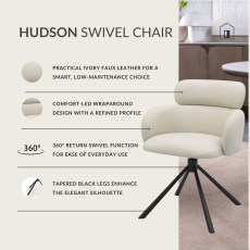Hudson - Swivel Chair in Ivory Faux Leather Hudson - Swivel Chair in Ivory Faux Leather