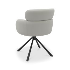 Hudson 360° Self Returning Swivel Chair in a Light Grey Faux Leather with Black Legs