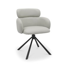Hudson 360° Self Returning Swivel Chair in a Light Grey Faux Leather with Black Legs