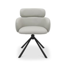 Hudson 360° Self Returning Swivel Chair in a Light Grey Faux Leather with Black Legs