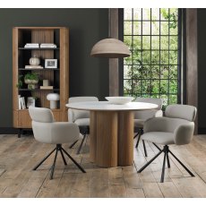 Hudson 360° Self Returning Swivel Chair in a Light Grey Faux Leather with Black Legs